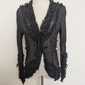 KAELYN-MAX Ultra feminine sheer black blouse